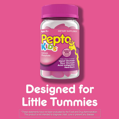 Pepto Kids Gummies, Helps Relieve Occasional Upset Stomach, Acid Indigestion, Sour Stomach and Heartburn, 72 Total (3 Packs of 24)
