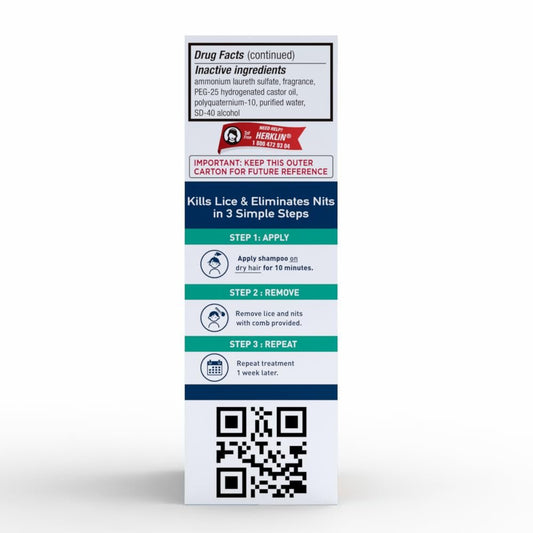 Herklin Lice Treatment Shampoo, Maximum Strength, Easy to Apply, 2-Pack of 2 Fl Oz Each Bottle