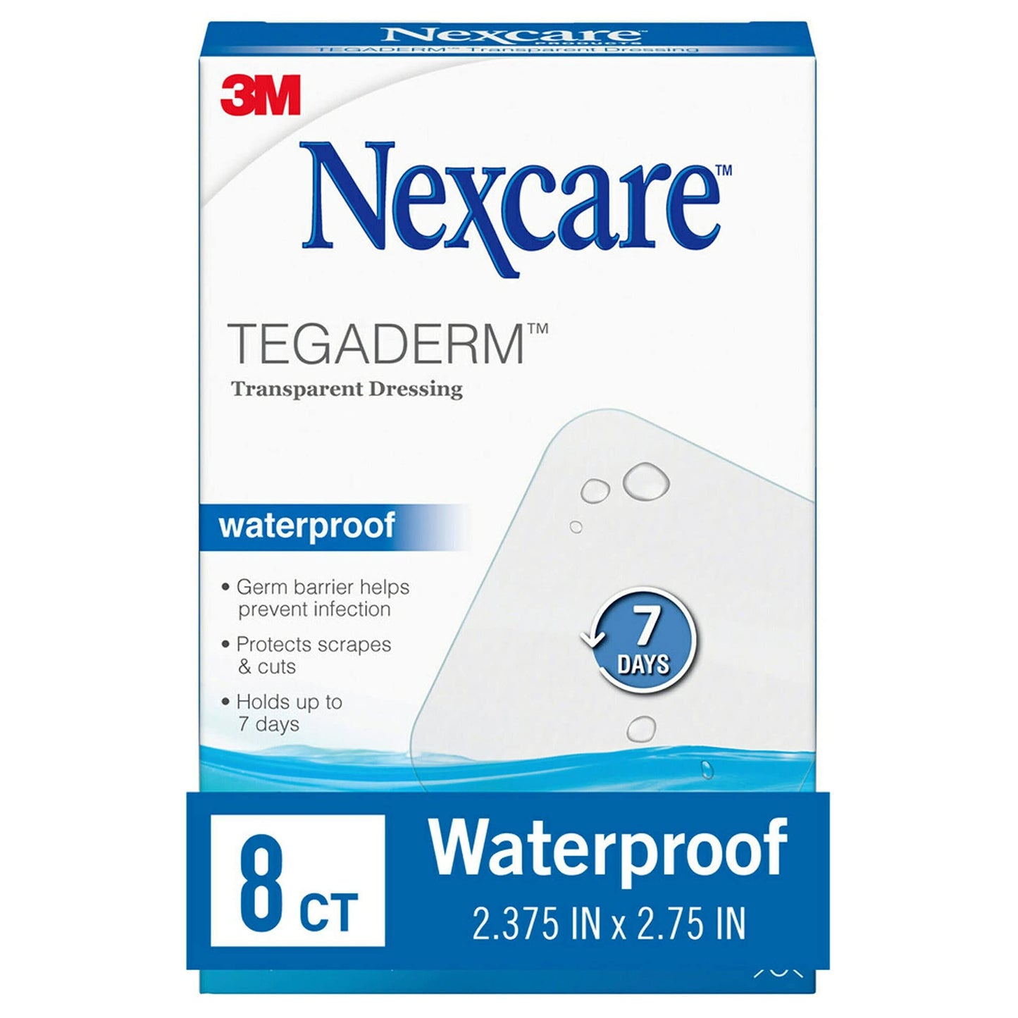 Nexcare Tegaderm Waterproof Transparent Dressing, Dirtproof, Germproof, Provides Protection to Minor Burns, Scrapes, Cuts, Blisters and Abrasions