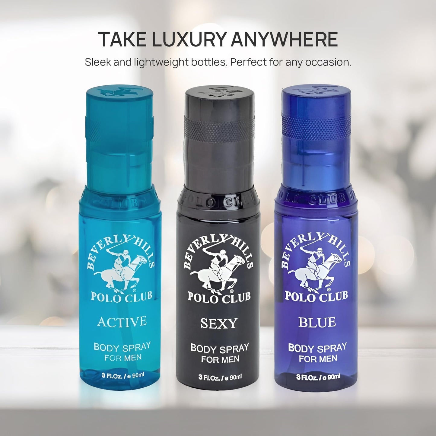 Beverly Hills Polo Club Men's Body Spray Collection Gift Set Featuring Luxury Designer Cologne Scents for Long Lasting Freshness BHPC 3 oz 3 Count