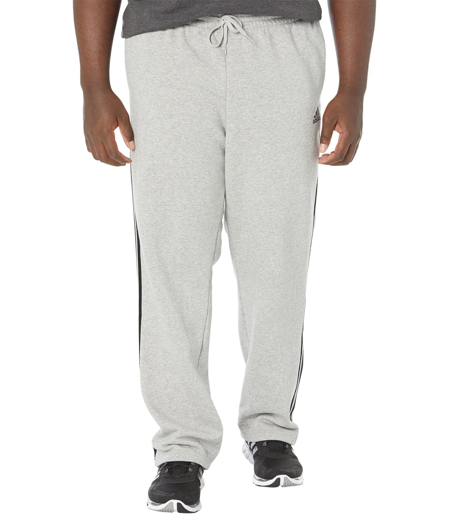 adidas Mens Essentials Fleece Open Hem 3-Stripes Pants