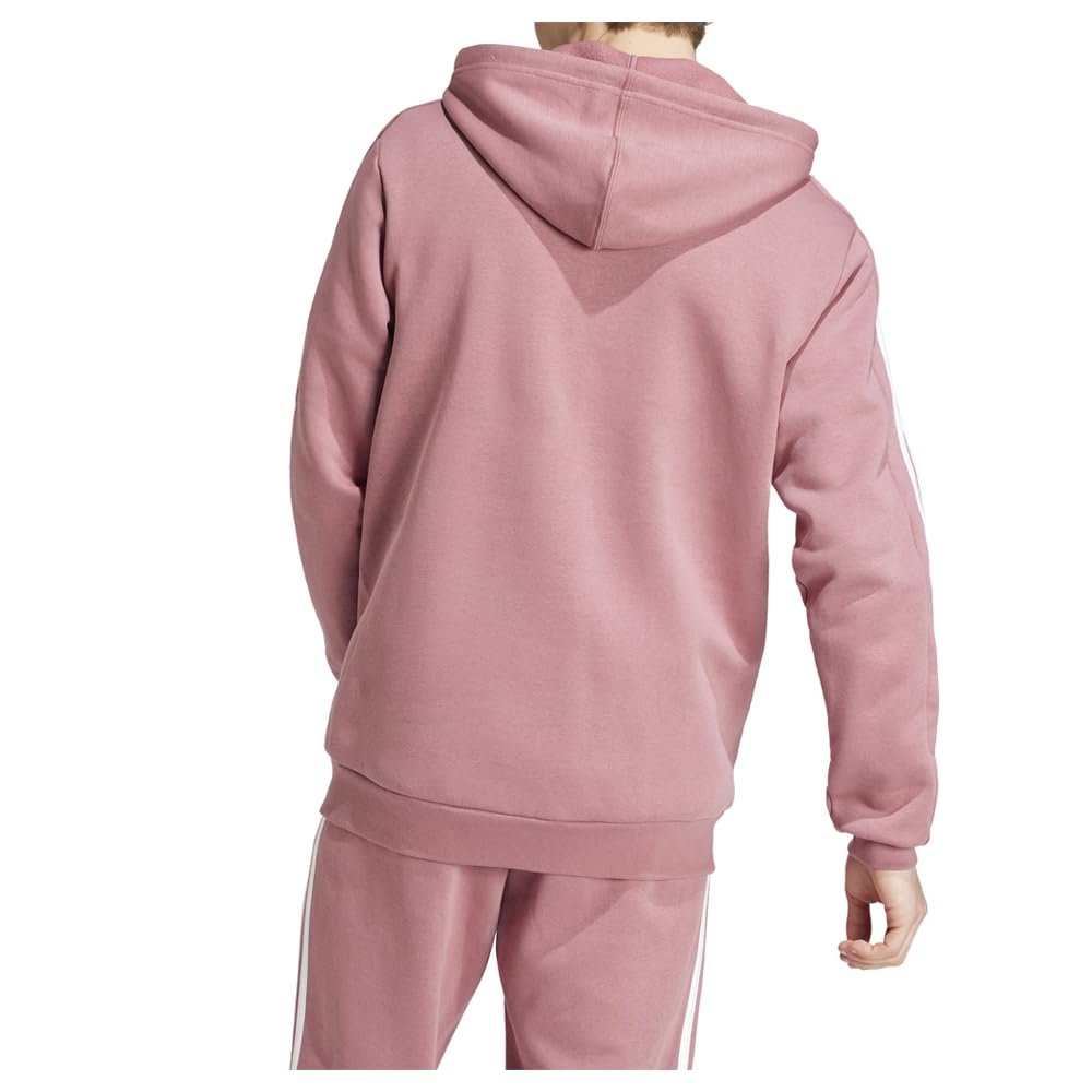 adidas Mens Essentials Fleece 3-Stripes Hoodie Athletic Outerwear Casual - Red