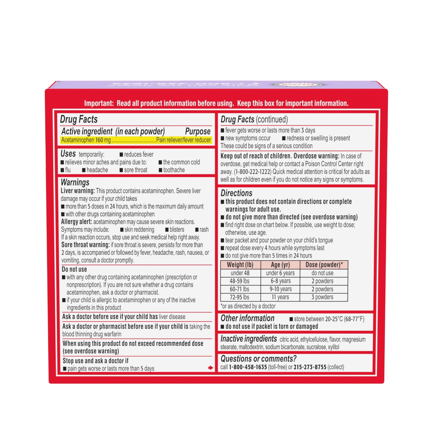 Tylenol Children's Dissolve Packs, Wild Berry