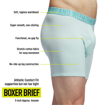 adidas Men's Stretch Cotton Boxer Brief Underwear (4-Pack)