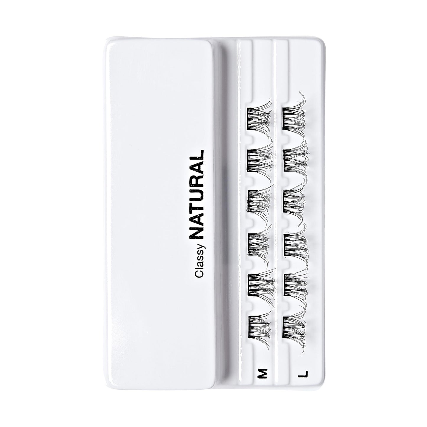 KISS imPRESS Falsies Press On Self Adhesive Eyelashes, 10mm-12mm Natural Volume Press On Lashes, Black, No Glue Needed, Invisible Band, 12 Lash Clusters - Classy