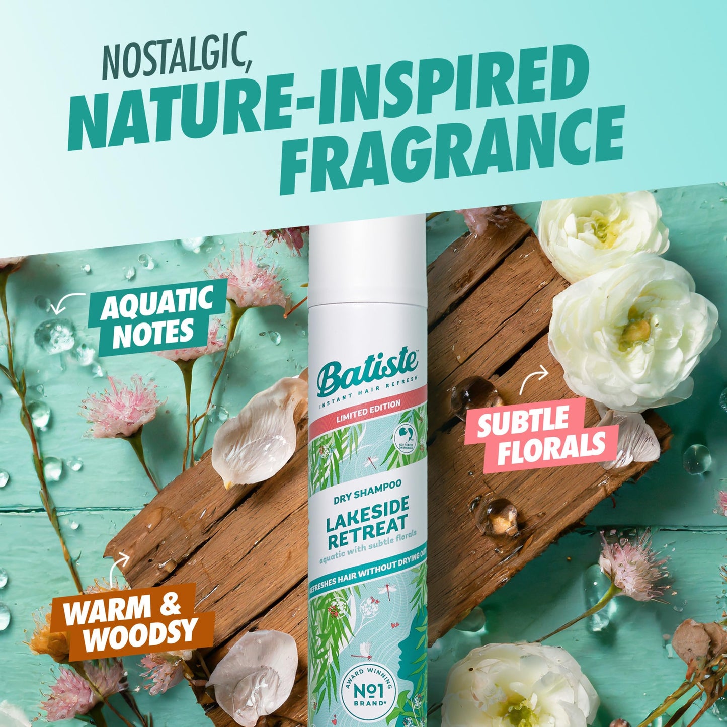 Batiste Dry Shampoo Lakeside Retreat Fragrance, Limited Edition, Refreshes Hair, Absorbs Oil Between Washes, Waterless Shampoo, 3.81 oz