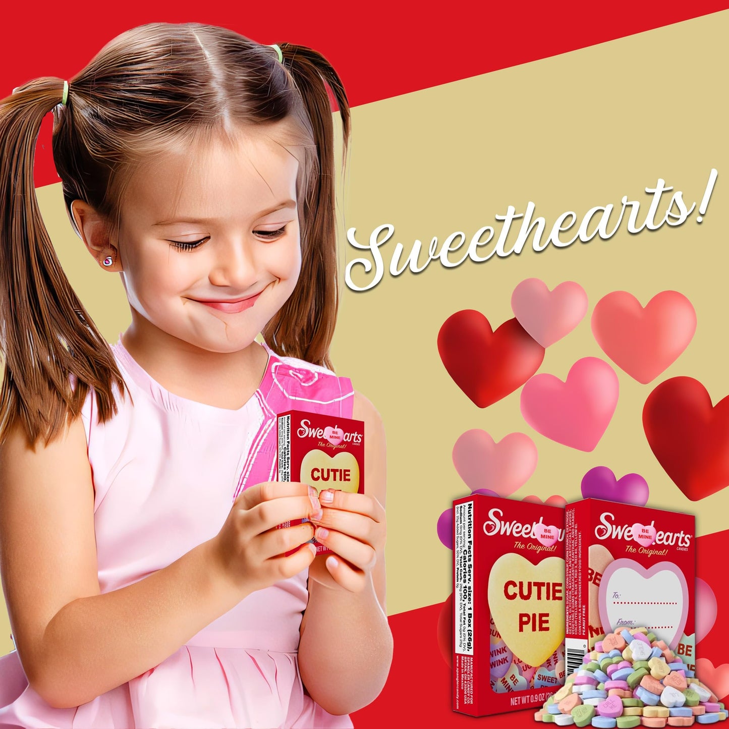 Valentine's Day Candy Conversation Hearts, Sweet Heart Conversation Hearts Candy, Individually Wrapped Addressable Boxes, Multi-Flavored Heart-Shaped Candies with Classic Sayings, .9 Oz Each, For Gifting, Classroom Exchange