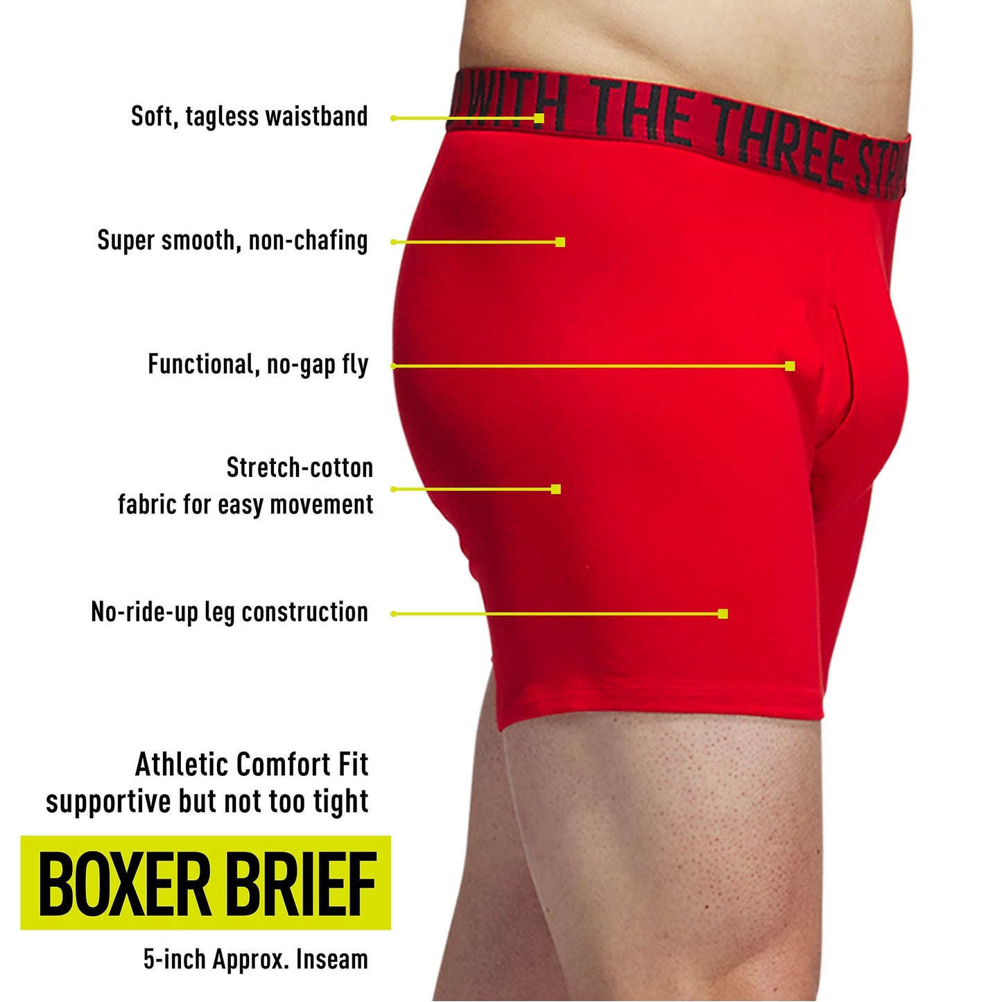 adidas Men's Stretch Cotton Boxer Brief Underwear (4-Pack)