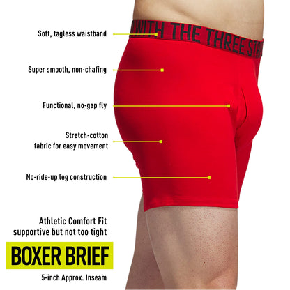 adidas Men's Stretch Cotton Boxer Brief Underwear (4-Pack)