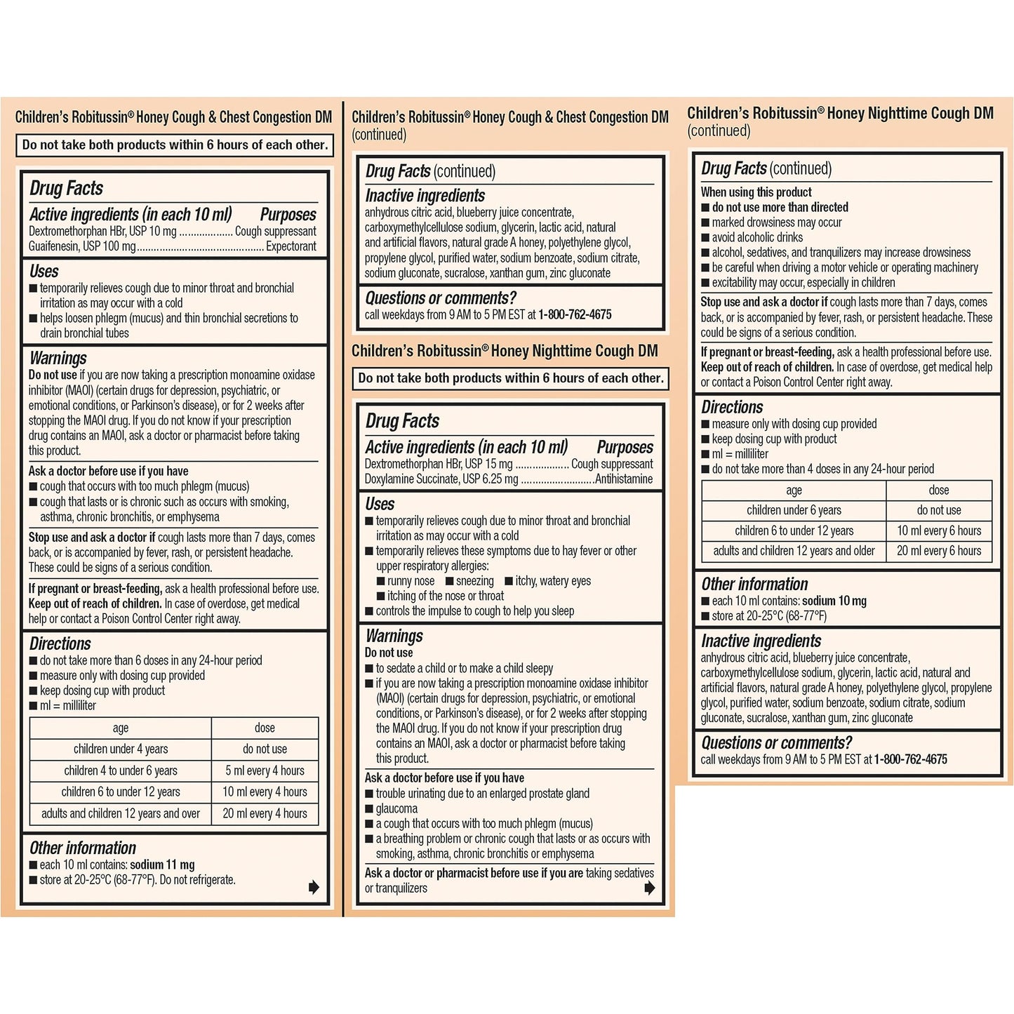 Robitussin Children’s Honey Cough and Chest Congestion DM and Children's Robitussin Honey Nighttime Cough DM, Value Pack of Children's Cough Medicine - 2 x 4 Fl Oz Bottles
