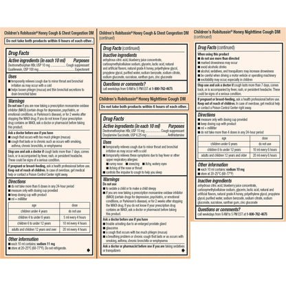 Robitussin Children’s Honey Cough and Chest Congestion DM and Children's Robitussin Honey Nighttime Cough DM, Value Pack of Children's Cough Medicine - 2 x 4 Fl Oz Bottles