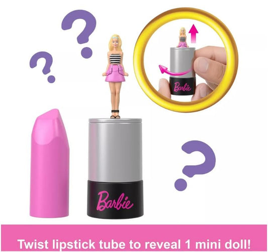 Barbie Mini BarbieLand Fashionistas Dolls, 1.5-inch Dolls in Lipstick Tube, Surprise Reveal (Styles May Vary) - Pack of 2