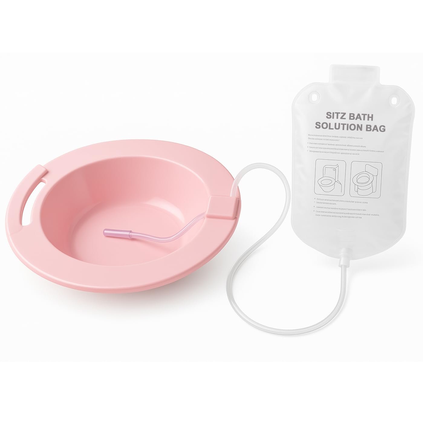 Carex Health Brands Sitz Bath, Over-the-Toilet Perineal Soaking Bath for Hemorrhoidal Relief, Ideal for Post-Episiotomy Patients, Pink, 3 Piece Set