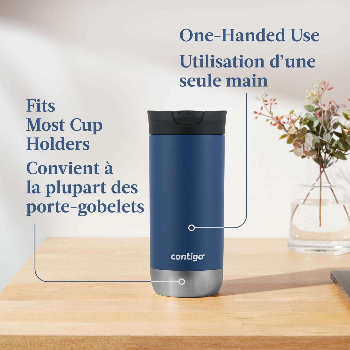 Contigo Huron 2.0 Stainless Steel Travel Mug with Leak-Proof SnapSeal Lid, Vacuum-Insulated Tumbler for Coffee and Tea