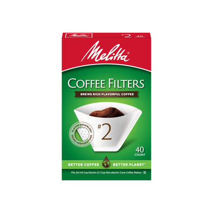 Melitta 2 Cone Coffee Filters, White, 40 Total Filters Count - Packaging May Vary