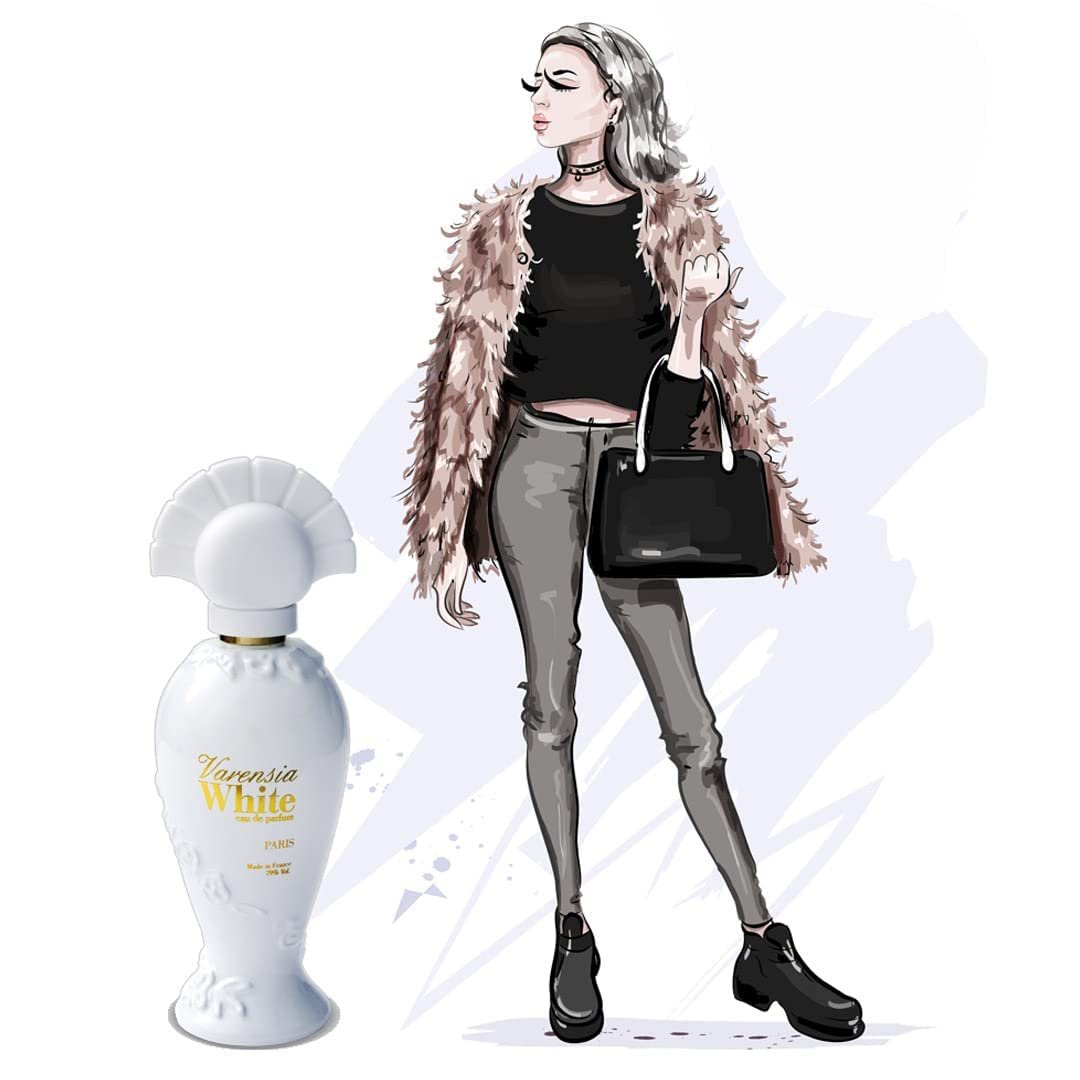 Ulric De Varens Varensia White Eau De Parfum for Women- Creamy, Feminine, Delicious Scent - Notes of Peach, Apple, & Vanilla- Floral & Sweet- 1.7 Fl Oz