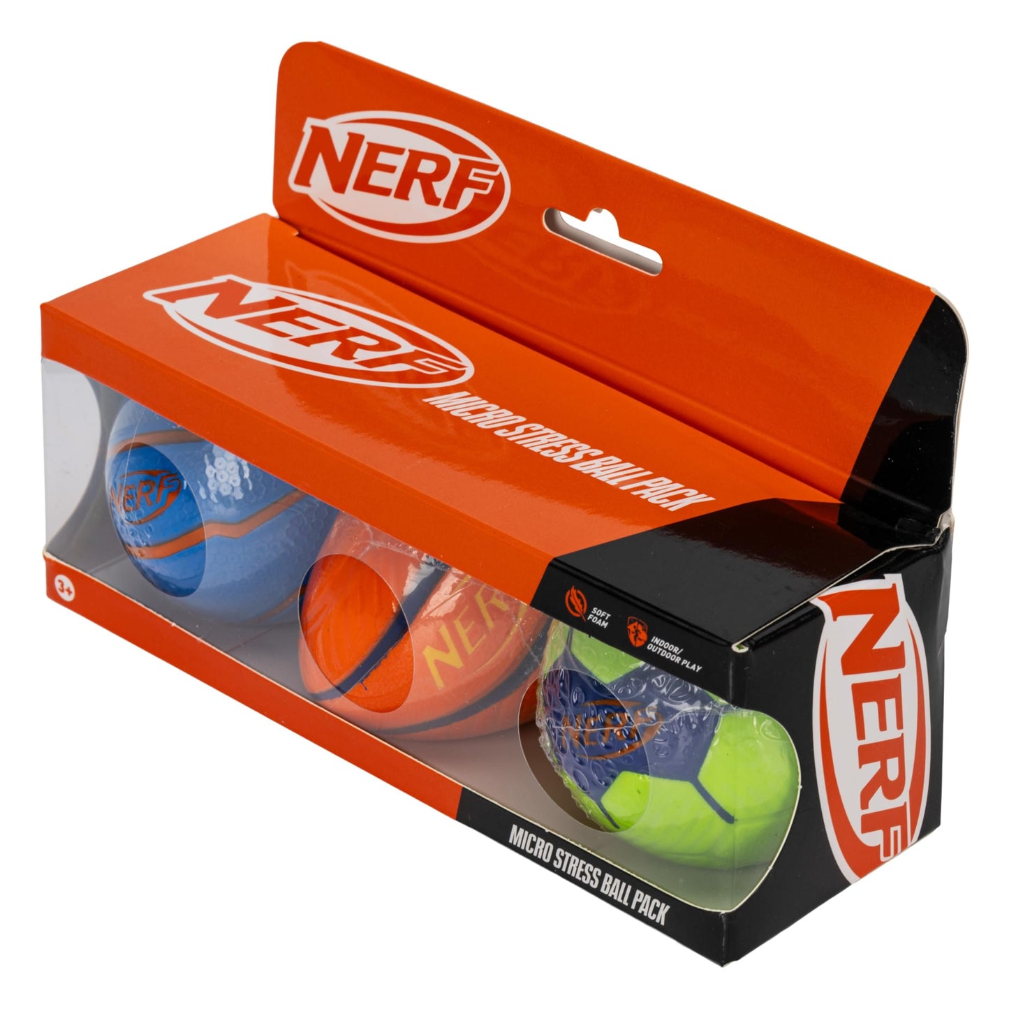 Nerf Micro Foam Sports Ball Set - Kids Foam Micro Football, Soccer Ball + Basketball Set Soft Stress Relief Foam Sports Set for Kids - Multicolor