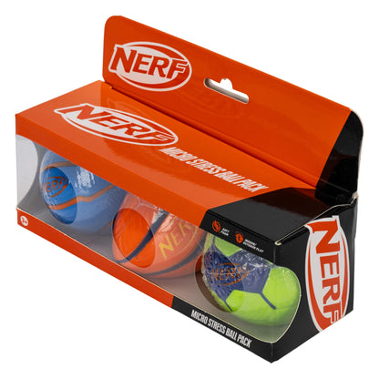 Nerf Micro Foam Sports Ball Set - Kids Foam Micro Football, Soccer Ball + Basketball Set Soft Stress Relief Foam Sports Set for Kids - Multicolor