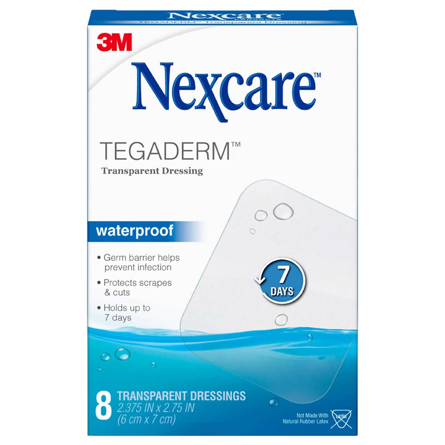 Nexcare Tegaderm Waterproof Transparent Dressing, Dirtproof, Germproof, Provides Protection to Minor Burns, Scrapes, Cuts, Blisters and Abrasions