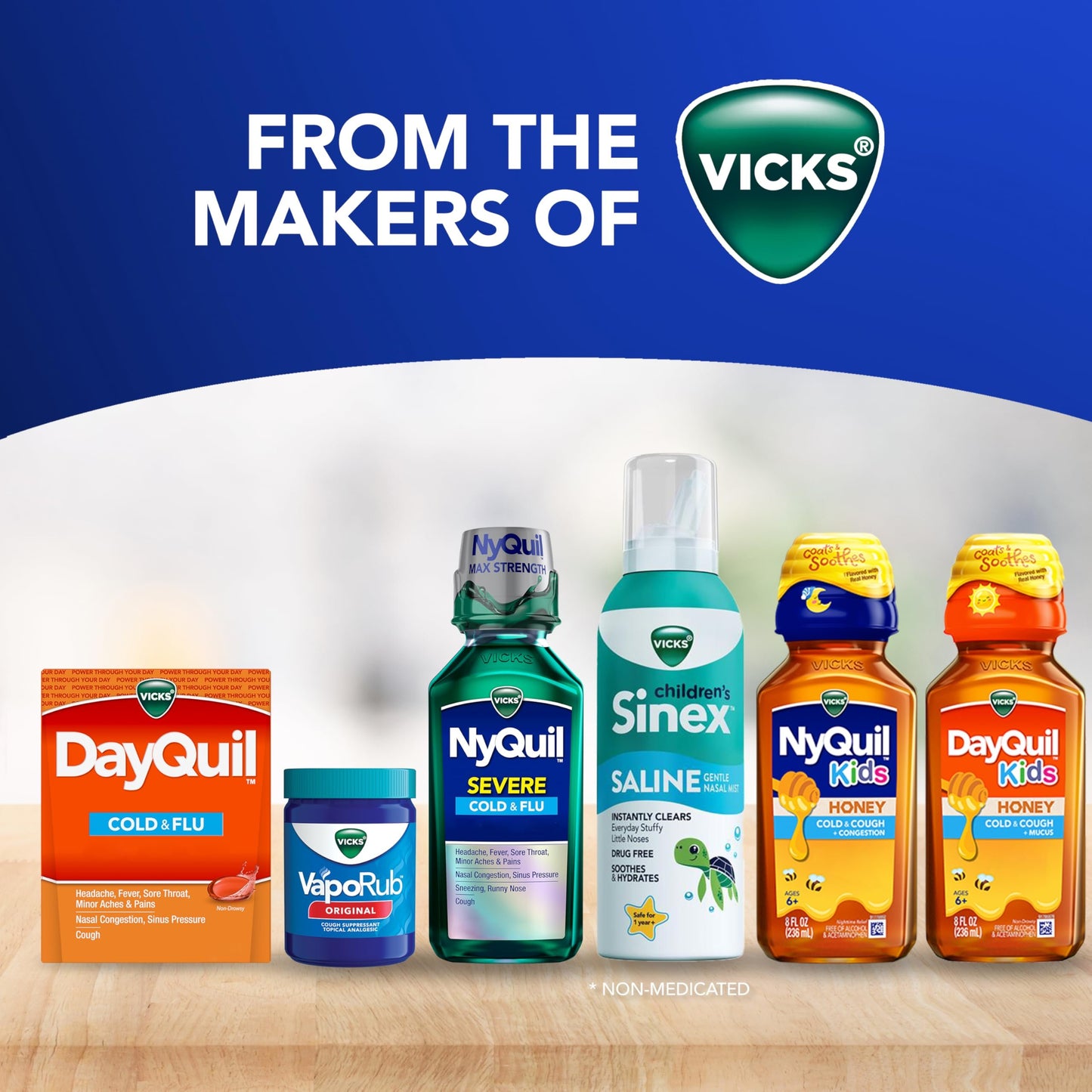 Vicks Kids DayQuil & NyQuil Cold & Cough Relief Liquid Co-Pack, Free of Artificial Dyes & Sugar, Multi-Symptom Relief of Cough, Sneezing, Runny Nose, Mucus, and Chest Congestion, for Ages 6+, 2x6oz