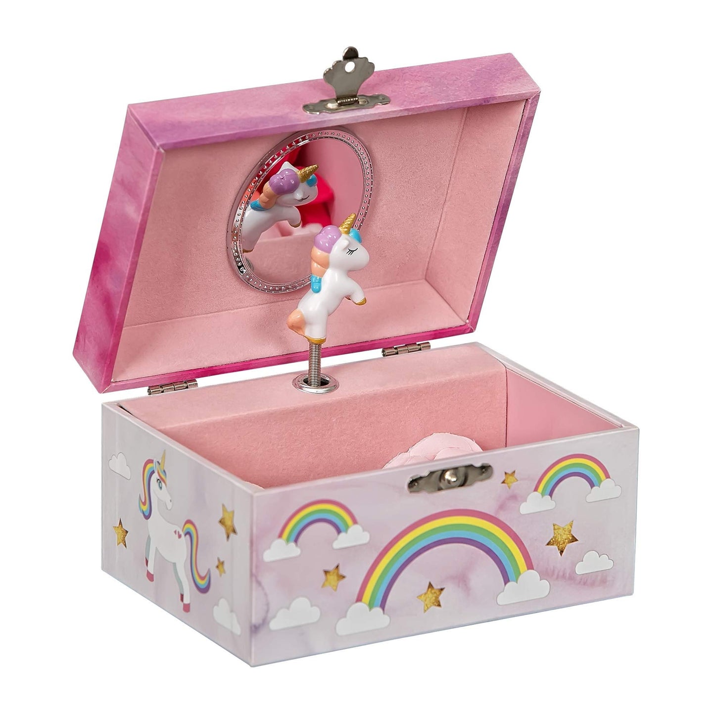 Mele & Co. Since 1912 Skylar Original Twirling Unicorn Rainbow Ballerina Dancer Pink Painted Musical First Jewelry Box for Girls