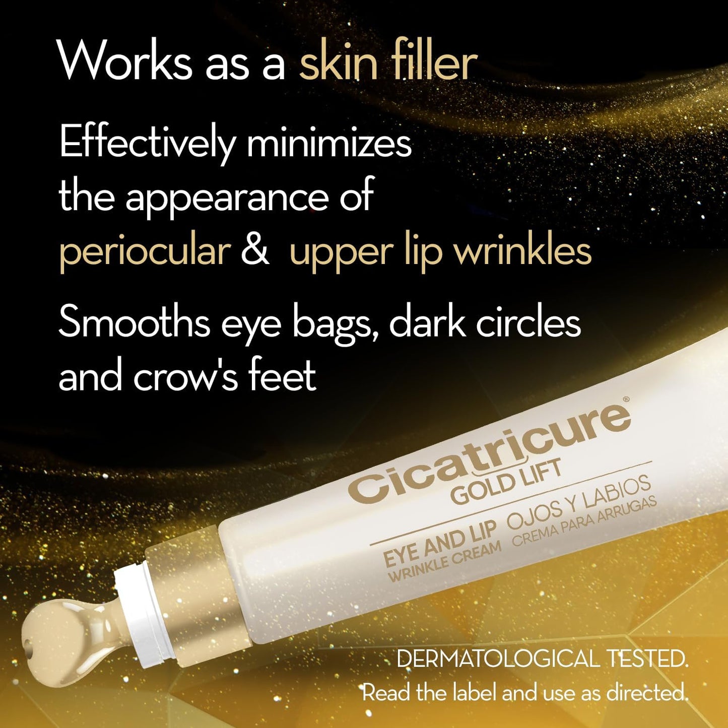 Cicatricure Gold Lift Dual Contour Eye and Lip Wrinkle Cream, Anti Aging Skin Care to Reduce Dark Circles, Puffiness & Expression Lines