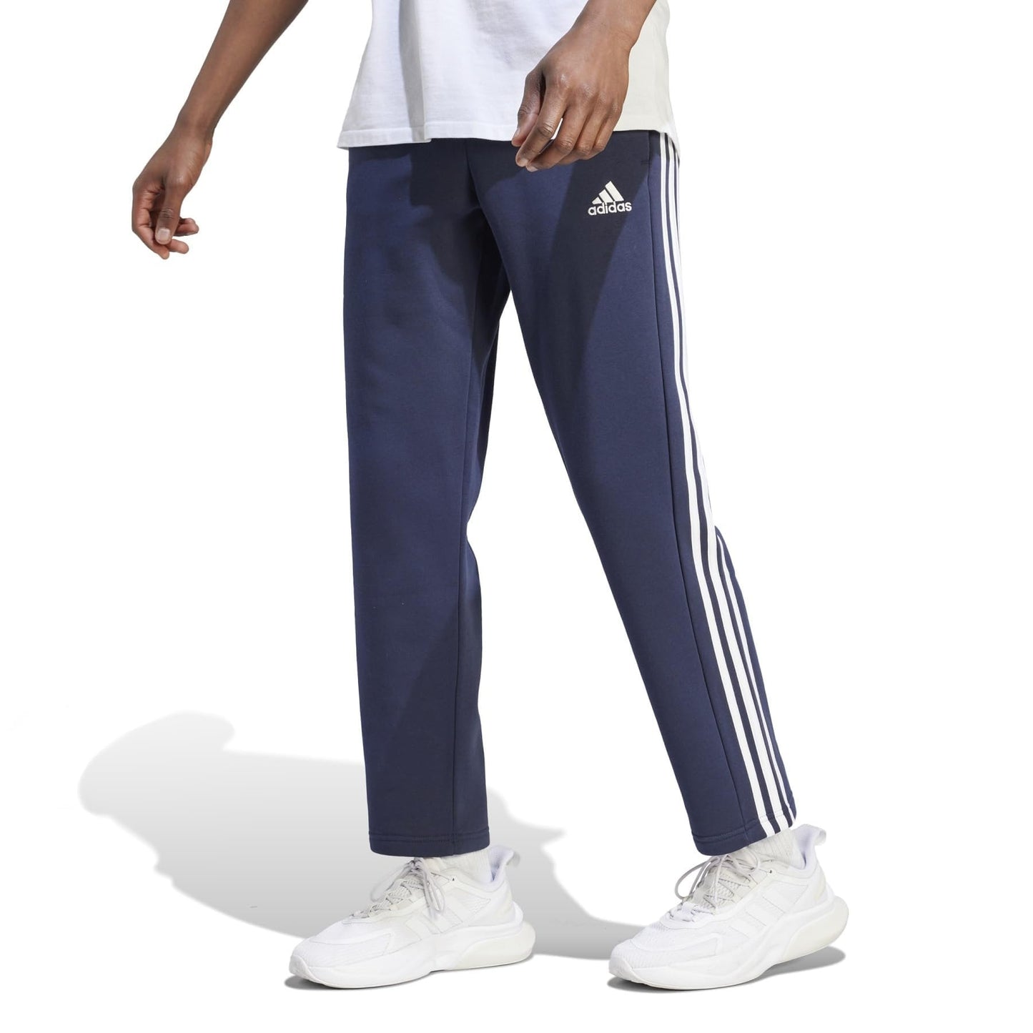 adidas Men's Essentials Fleece Open Hem 3-Stripes Pants