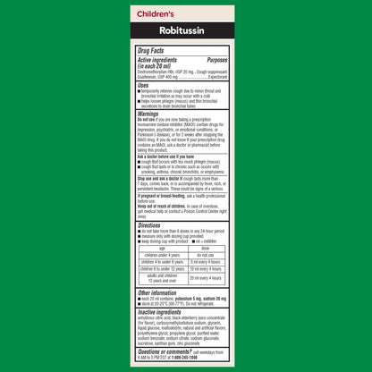 Robitussin Elderberry Cough + Chest Congestion DM Children's Cough Medicine, Chest Congestion Relief and Cough Syrup - 4 Fl Oz