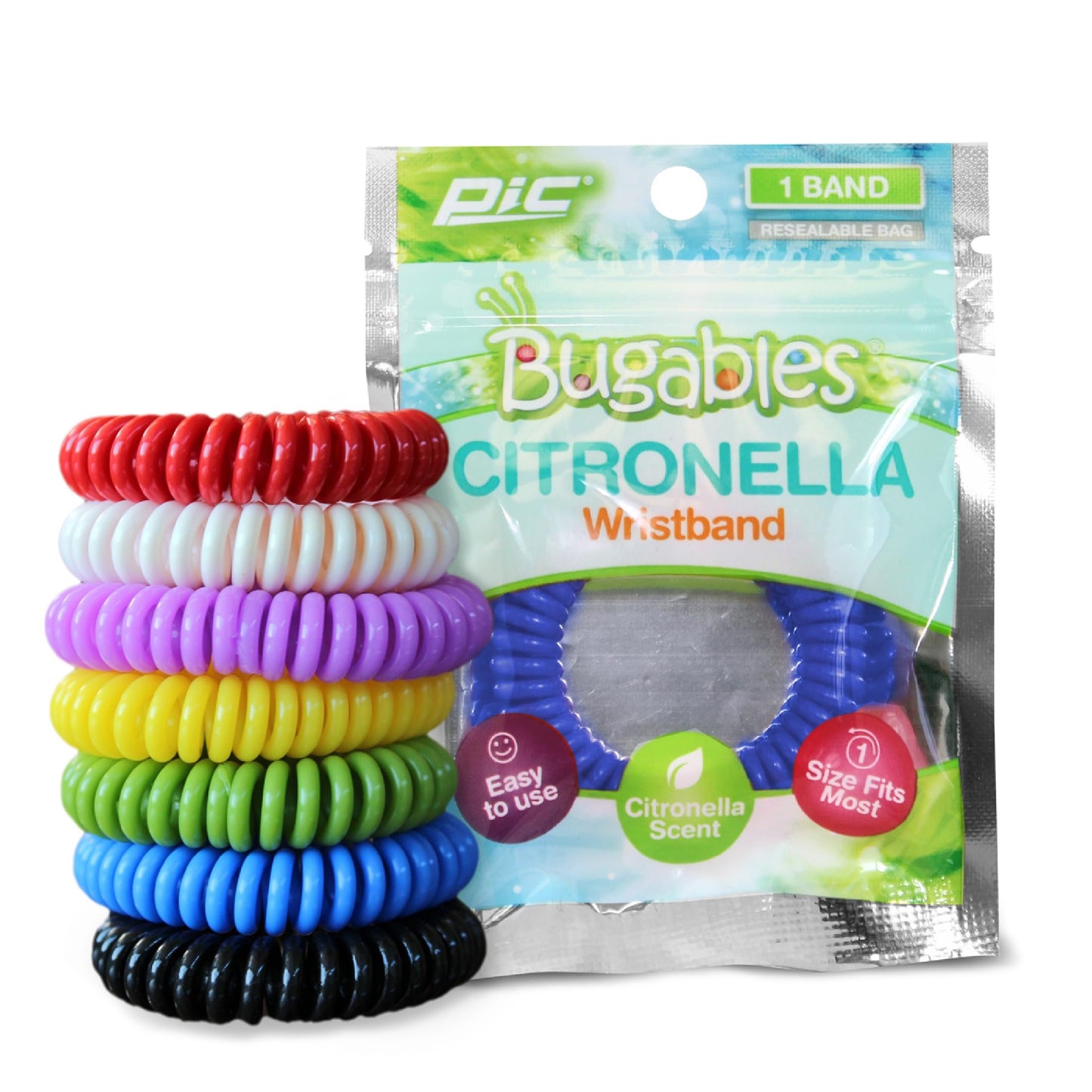PIC Bugables Coil Wristbands, Reusable and Resealable, One Size Fits All
