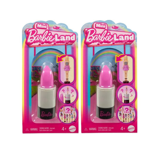 Barbie Mini BarbieLand Fashionistas Dolls, 1.5-inch Dolls in Lipstick Tube, Surprise Reveal (Styles May Vary) - Pack of 2