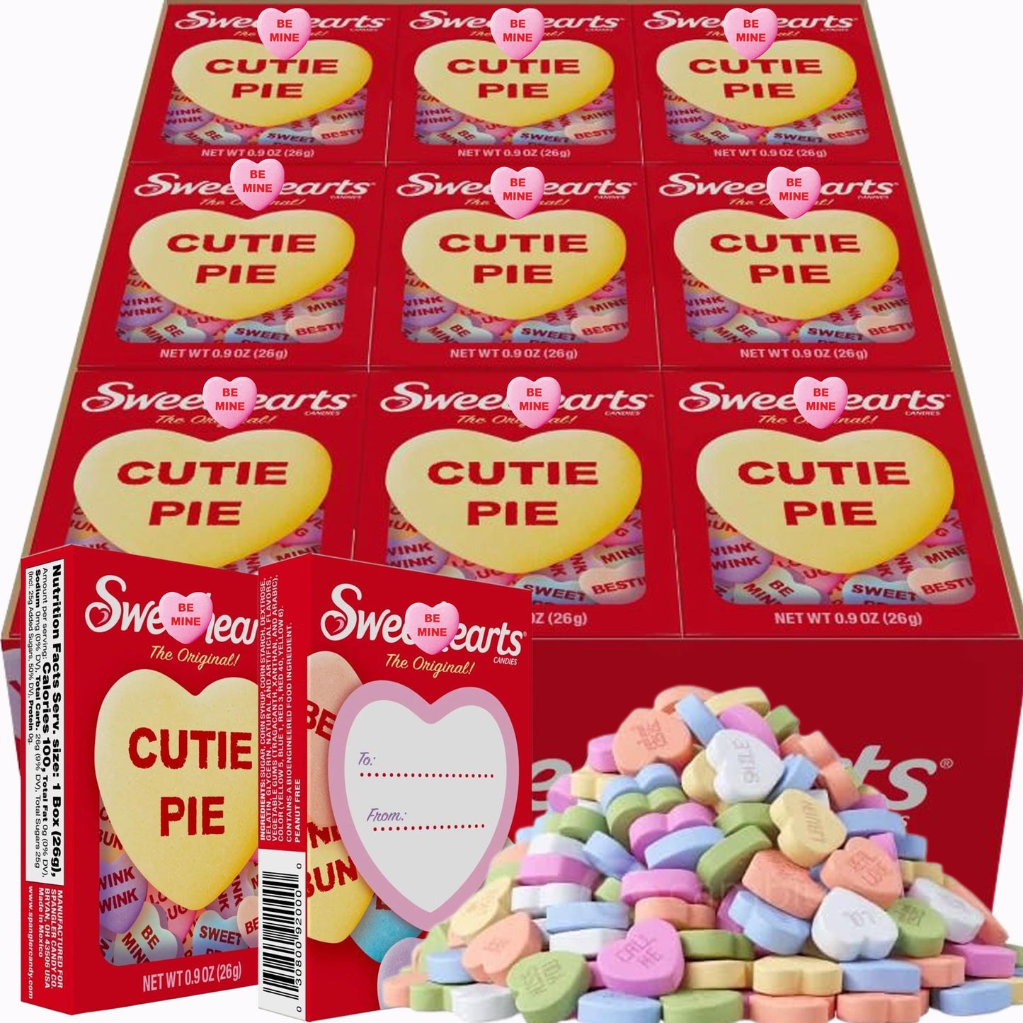 Valentine's Day Candy Conversation Hearts, Sweet Heart Conversation Hearts Candy, Individually Wrapped Addressable Boxes, Multi-Flavored Heart-Shaped Candies with Classic Sayings, .9 Oz Each, For Gifting, Classroom Exchange