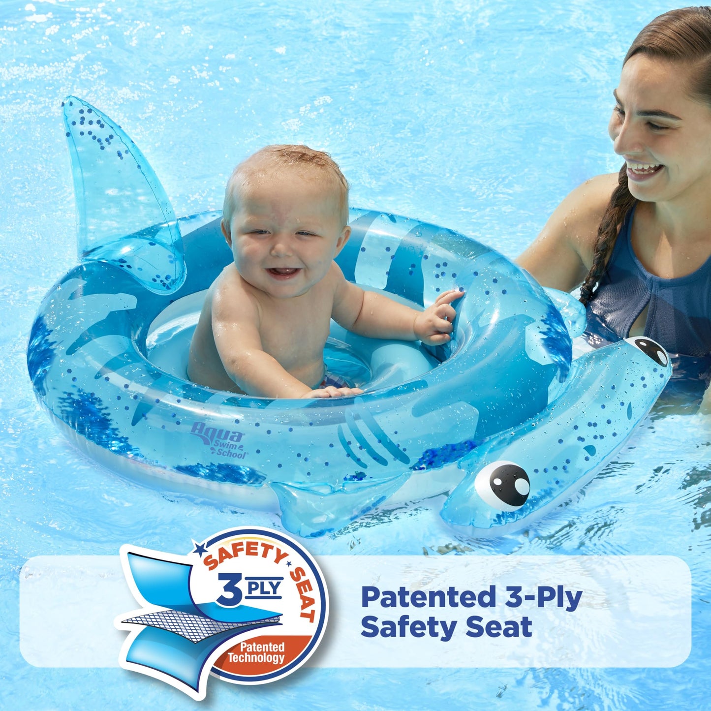 SwimSchool Infant Baby Pool Floats, Free Swimming, Super Buoyant – Ages 6-24 Months – Multiple Colors/Styles – Adjustable Canopies and Seats, Splash & Play Baby Floaties