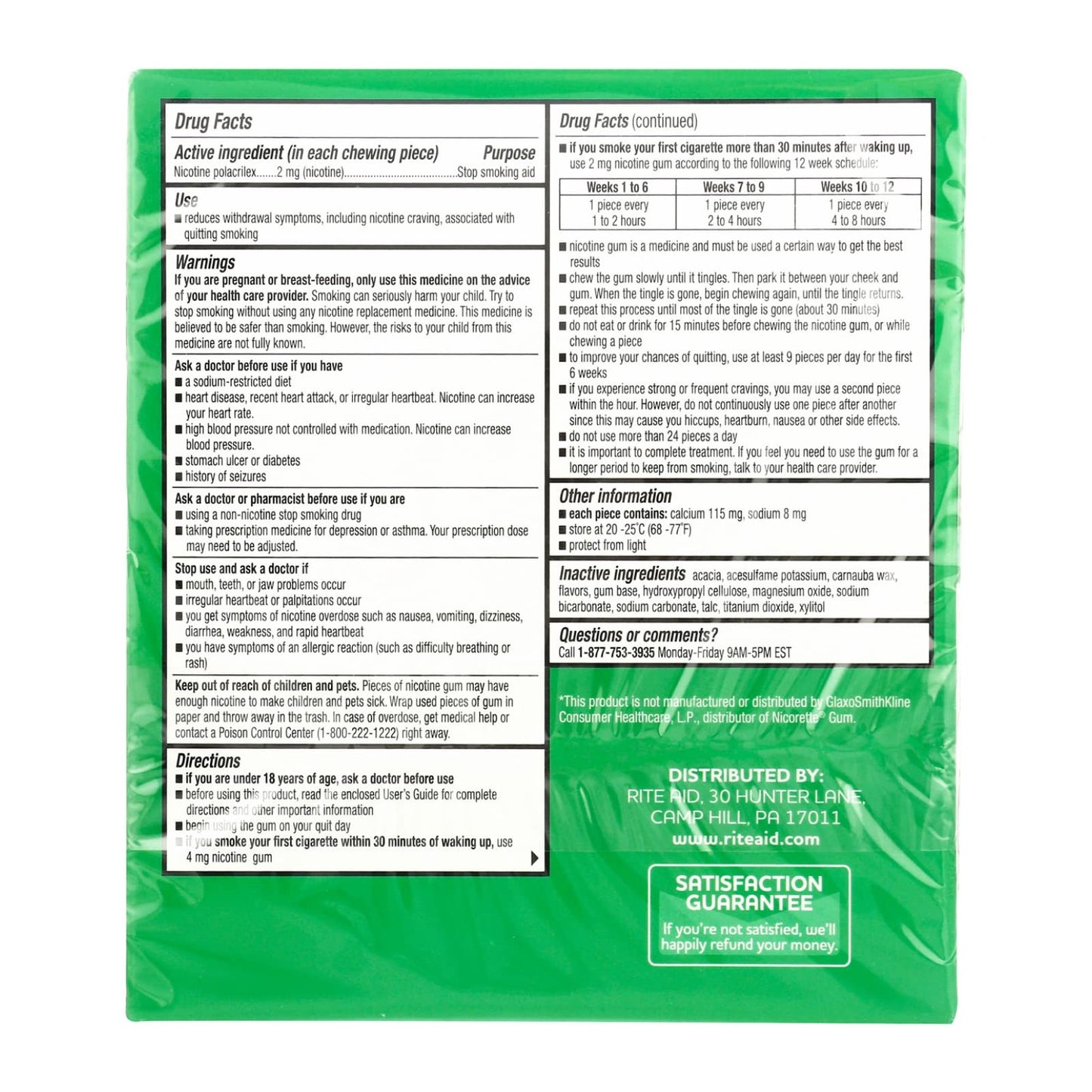 Rite Aid Nicotine Gum, Cool Mint Flavor, 2 mg - 100 Count | Quit Smoking Aid | Nicotine Replacement Gum | Stop Smoking Aids That Work | Chewing Gum to Help You Quit Smoking | Coated Nicotine Gum