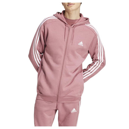 adidas Mens Essentials Fleece 3-Stripes Hoodie Athletic Outerwear Casual - Red