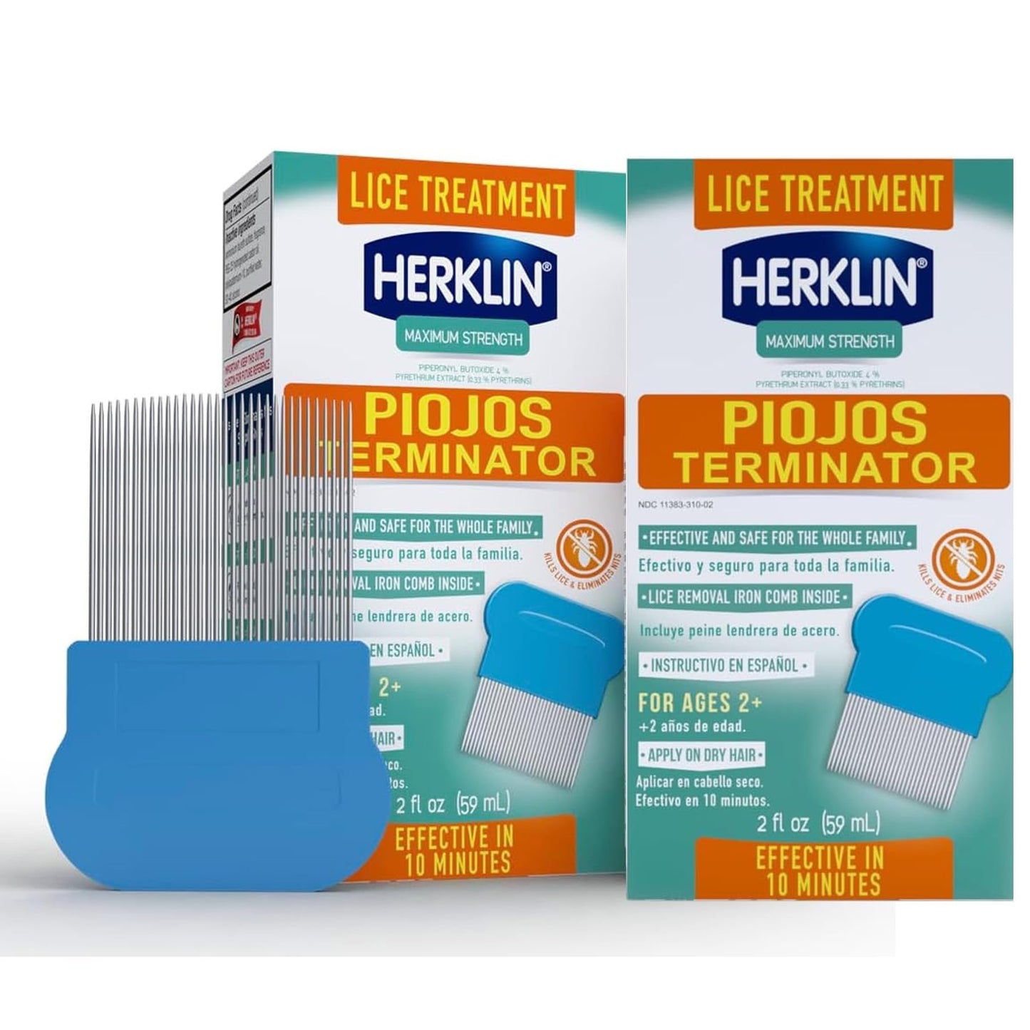 Herklin Lice Treatment Shampoo, Maximum Strength, Easy to Apply, 2-Pack of 2 Fl Oz Each Bottle