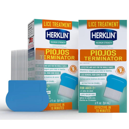 Herklin Lice Treatment Shampoo, Maximum Strength, Easy to Apply, 2-Pack of 2 Fl Oz Each Bottle