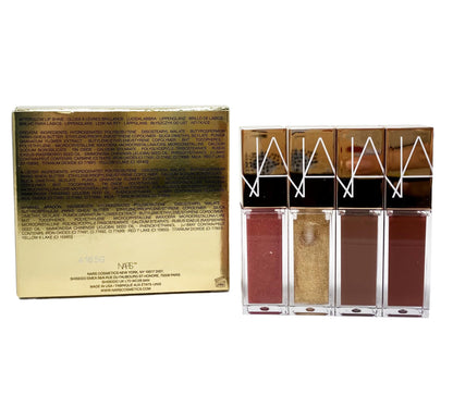 NARS Special Edition Mini Afterglow Lip Shine 4 Piece Set - Orgasm - A-Lister - Nympho - Aragon - 0.11 oz / 3.7 mL each