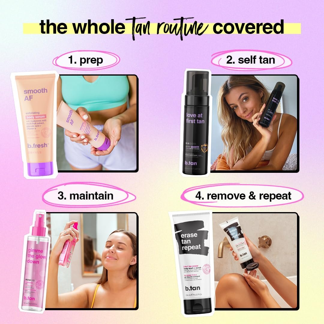 b.tan Self Tanner Singles | Fast, 1 Hour Sunless Tanner Mousse, No Fake Tan Smell, No Added Nasties, Vegan & Cruelty Free