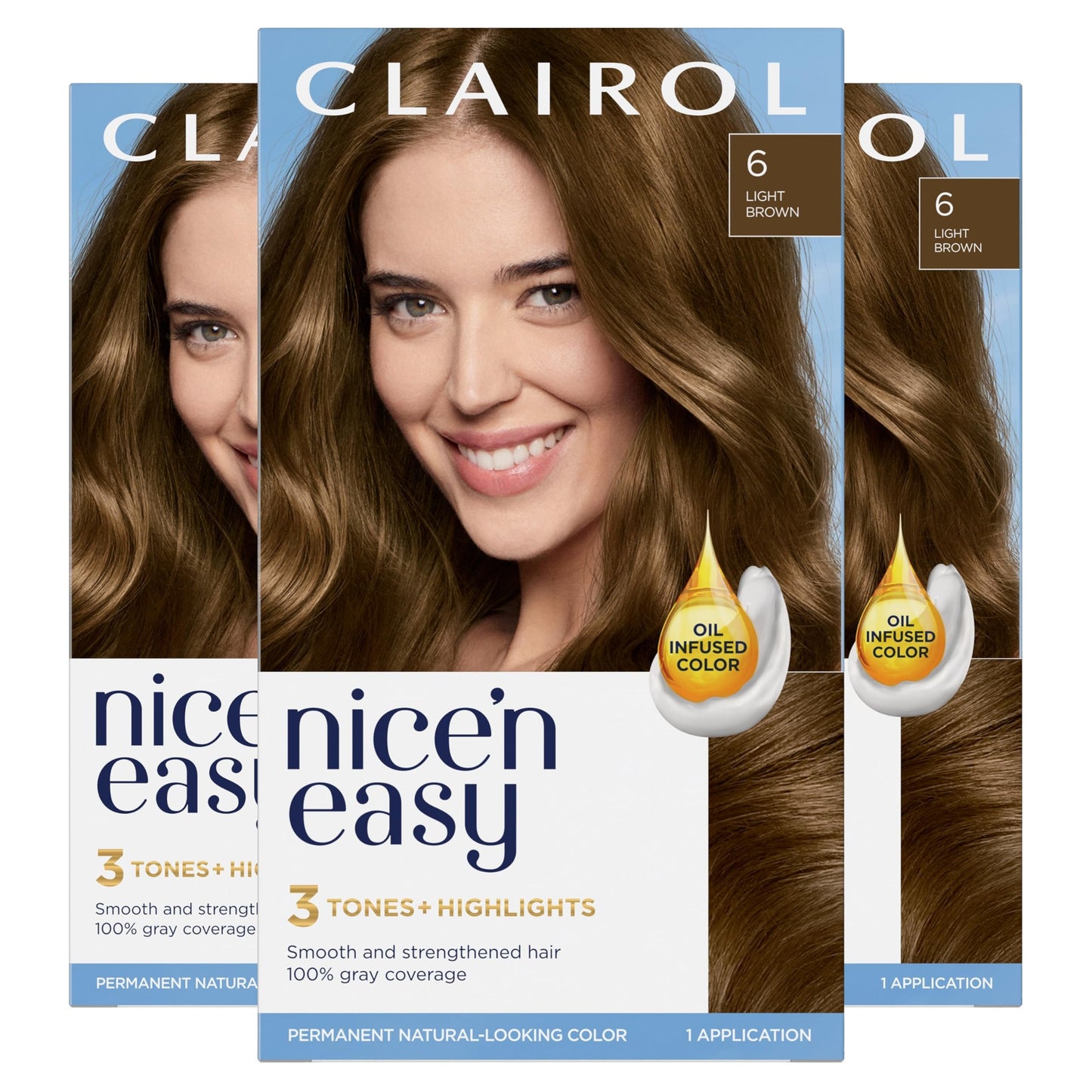 Clairol Nice'n Easy Permanent Hair Dye, Natural-Looking Brown Hair Color with 100% Gray Coverage