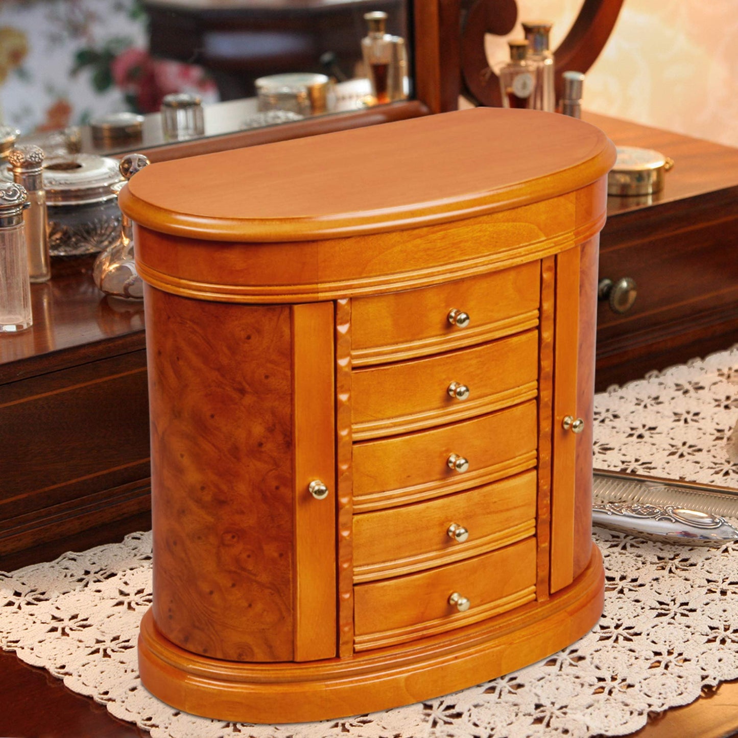 Mele & Co. Trinity Jewelry Box, Walnut