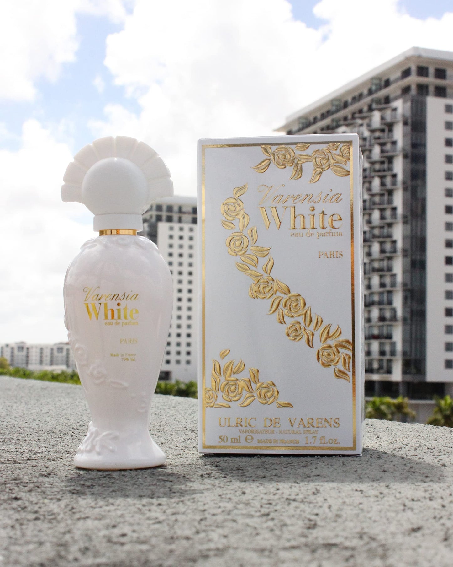 Ulric De Varens Varensia White Eau De Parfum for Women- Creamy, Feminine, Delicious Scent - Notes of Peach, Apple, & Vanilla- Floral & Sweet- 1.7 Fl Oz