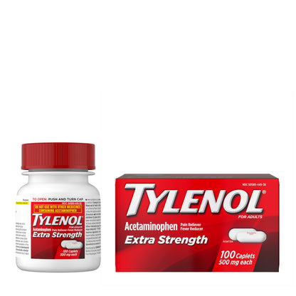 Tylenol Extra Strength Pain Reliever and Fever Reducer Caplets, 500 mg Acetaminophen Pain Relief Pills for Headache, Backache