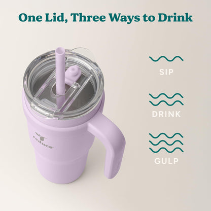 REDUCE Stainless Steel Tumbler with Handle - Dual-Wall Vacuum Insulated Travel Mug, Sweat-Proof Lid & Reusable Straw - Keeps Drinks Cold for 24 Hrs, Fits Cupholders, Dishwasher Safe