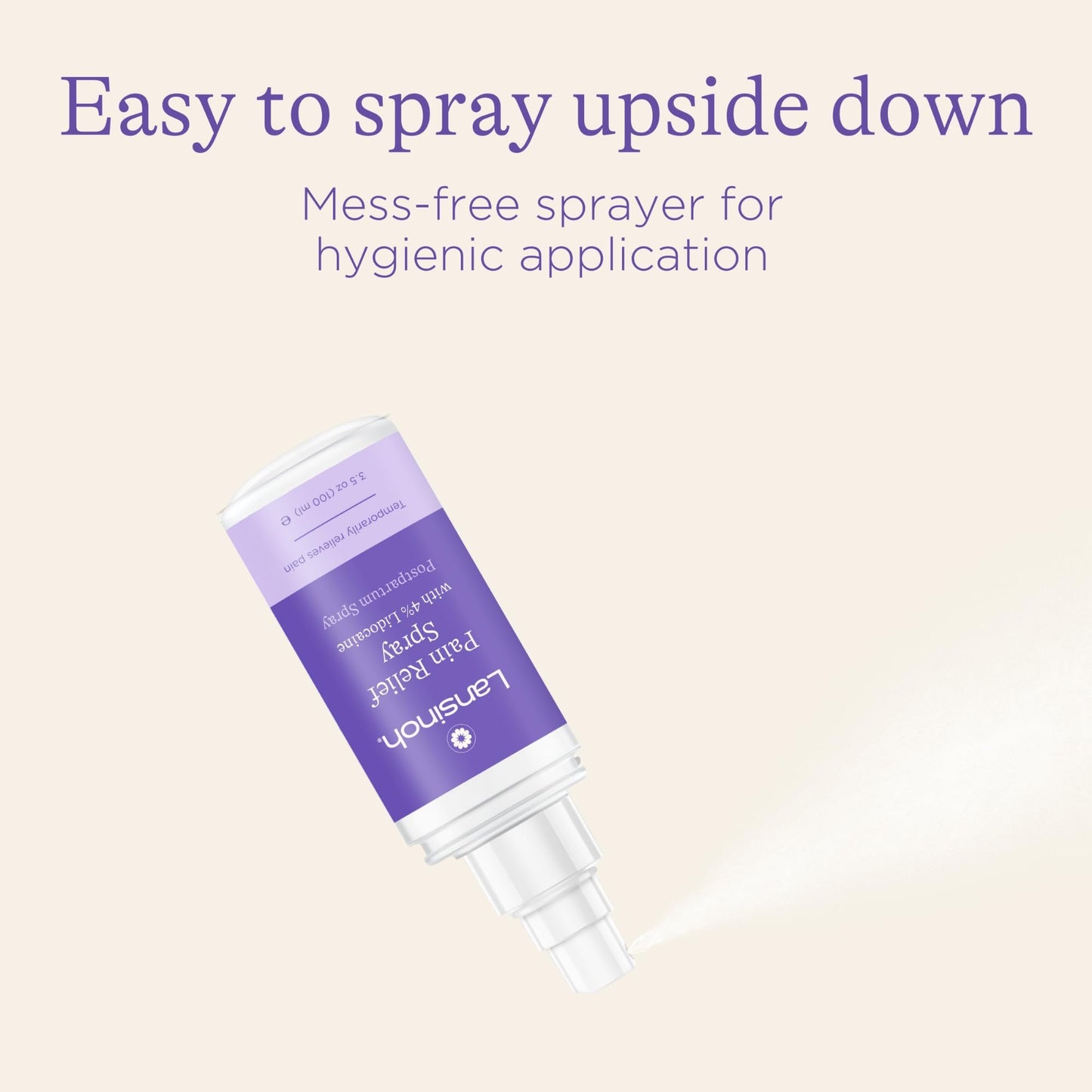 Lansinoh 4% Lidocaine Perineal Spray, Pain Relief for Postpartum Care, 3.5 Ounces