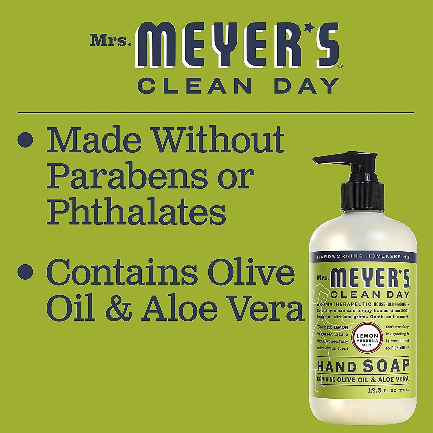 MRS. MEYER'S CLEAN DAY Liquid Hand Soap lemon verbena, 12.5 Fl Oz (Pack of 2)