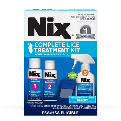 Nix Complete Lice Treatment Kit, Lice Treatment for Hair, Lice Spray for Home, Lice Comb