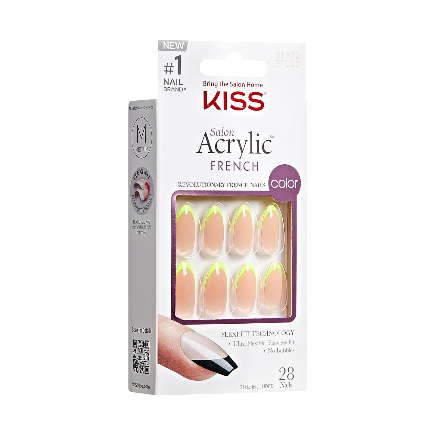 KISS Salon Acrylic French, Press-On Nails, Nail glue included