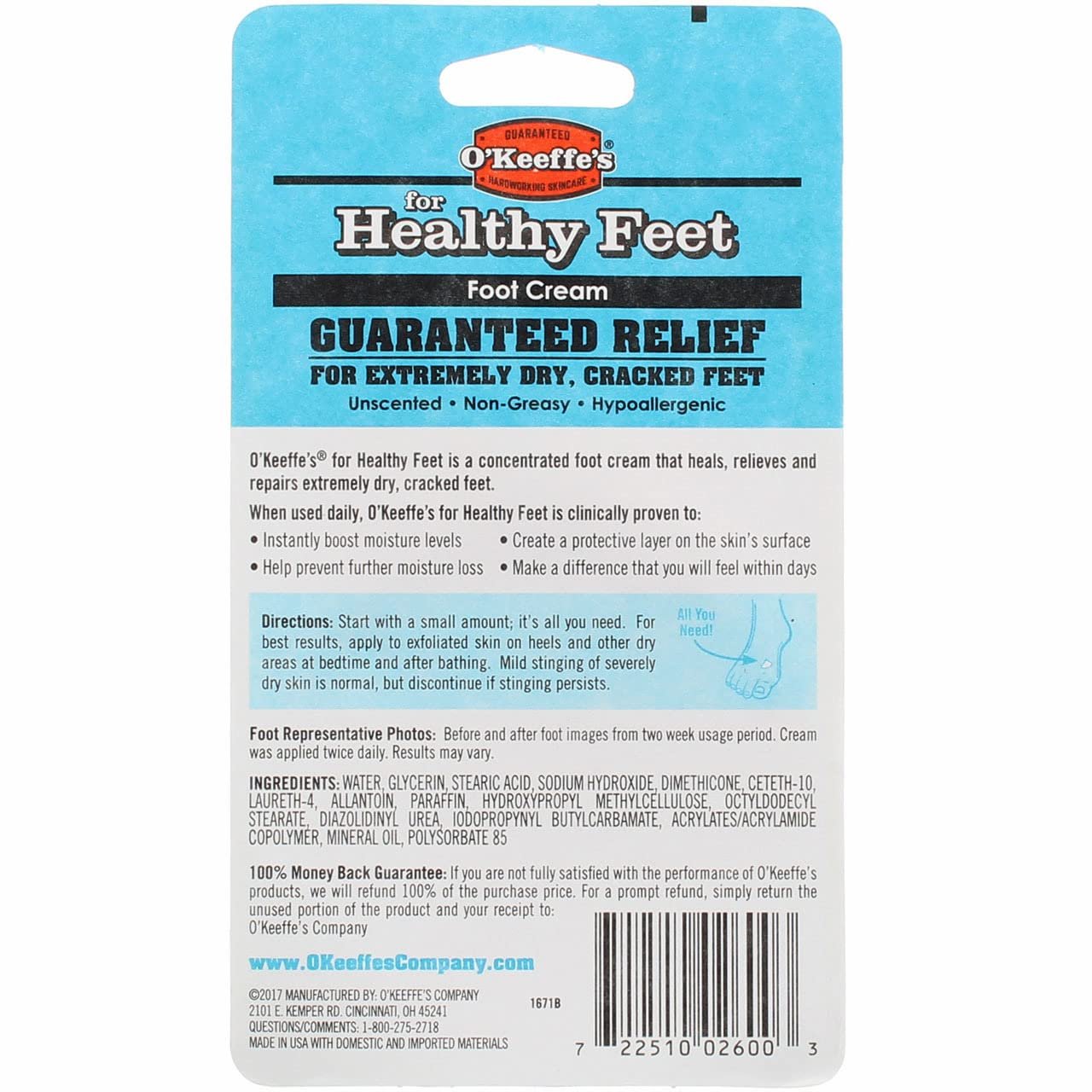 O'Keeffe's For Healthy Feet Daily Foot Cream, 2.7 oz