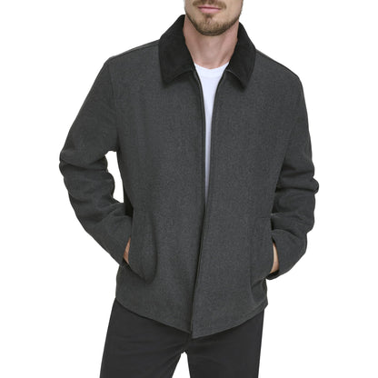 DOCKERS Men's Wool Blend Zip Up Jacket with Quilted Bib
