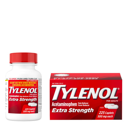 Tylenol Extra Strength Pain Reliever and Fever Reducer Caplets, 500 mg Acetaminophen Pain Relief Pills for Headache, Backache